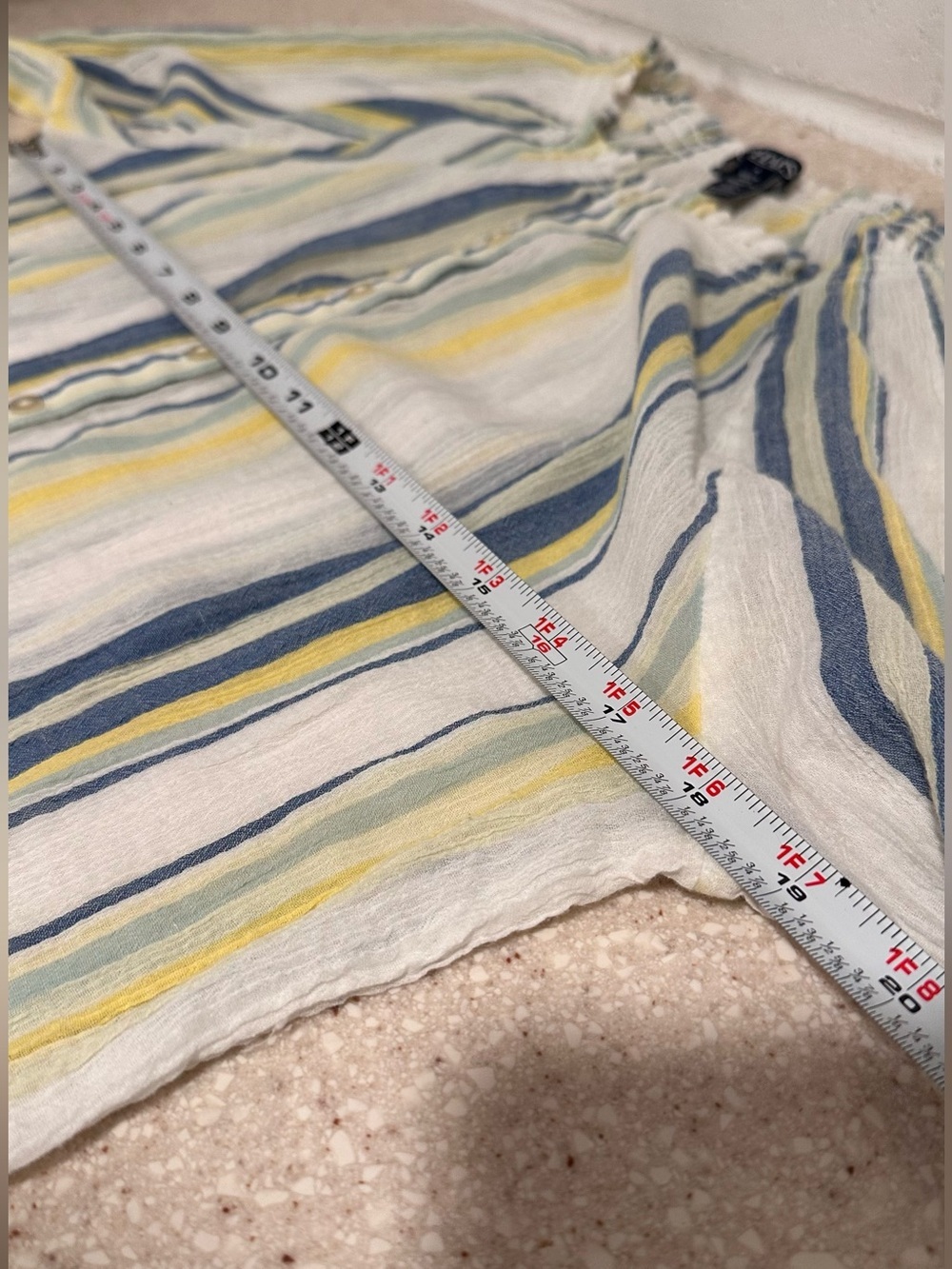 Chaps Women's Blue & Yellow Striped Lulu Peasant Stretchy Blouse Top Size Medium - Picture 13 of 15